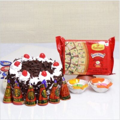 Black Forest Cake And Soan Papdi With Crackers