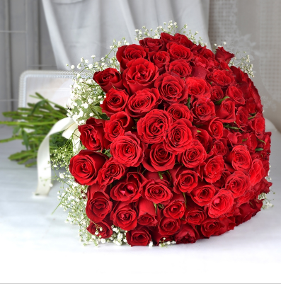 Bunch Of 100 Red Roses - FARIDABAD GIFT SHOP