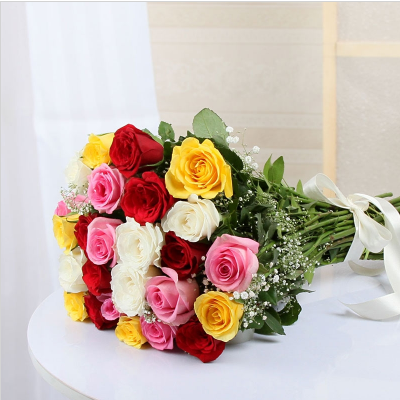 Twenty One Mix Roses In Cellophane