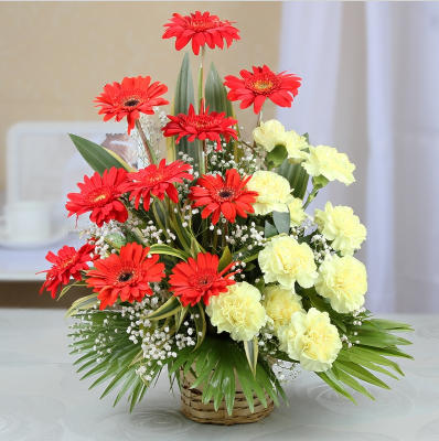 Carnations & Gerberas In Basket